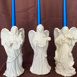 Gorgeous PartyLite Bisque Angel taper candle holders
